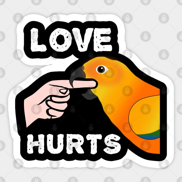 Love Hurts Sun Conure Parrot Biting Sticker by Einstein Parrot